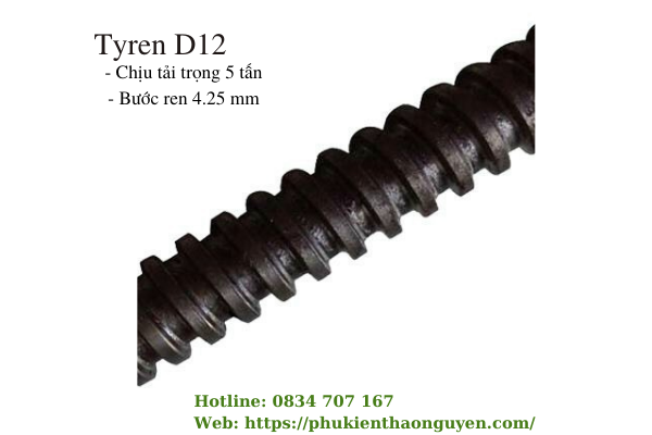 Tyren D12 – Quy cách cặp đôi coppha ty ren bát chuồn D12 (tán chuồn D12)