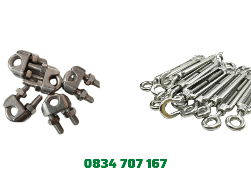Ốc siết cáp 10 – Tăng đơ inox 304 – Khóa siết dây cáp lụa/ bọc nhựa
